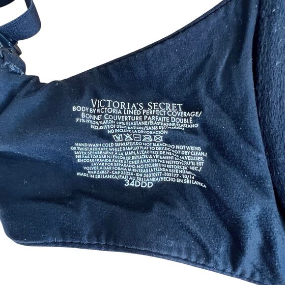 Victorias Secret Classic Black Bra Lined Perfect Coverage 34DDD Basic Everyday - Picture 6 of 9